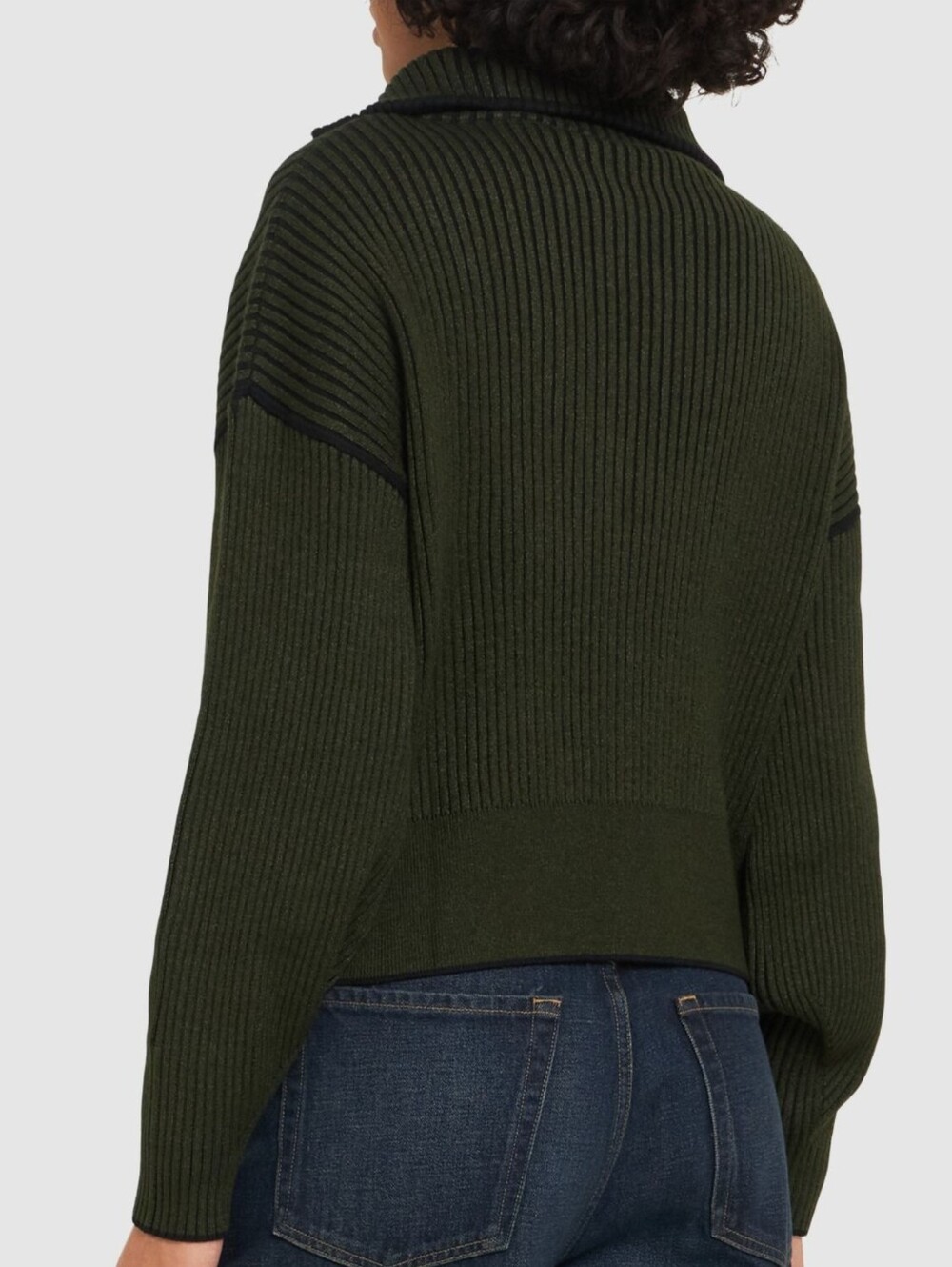 Varley Carmen Rib Knit Full Zip Sweater Green Size Medium - Picture 3 of 8